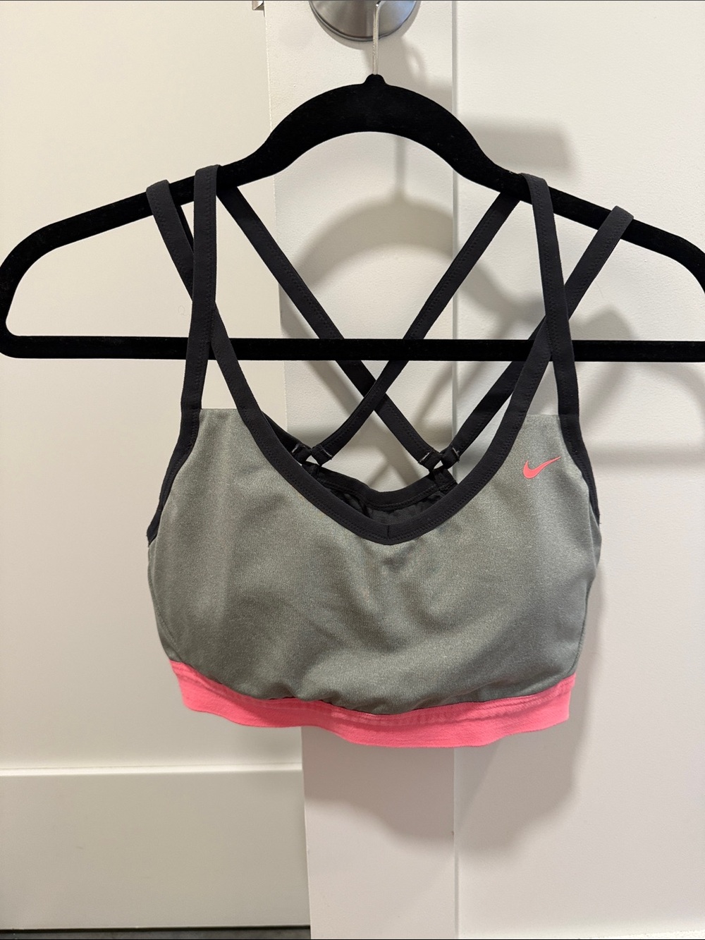 Nike Gray and Pink Cross-Back Sports Bra